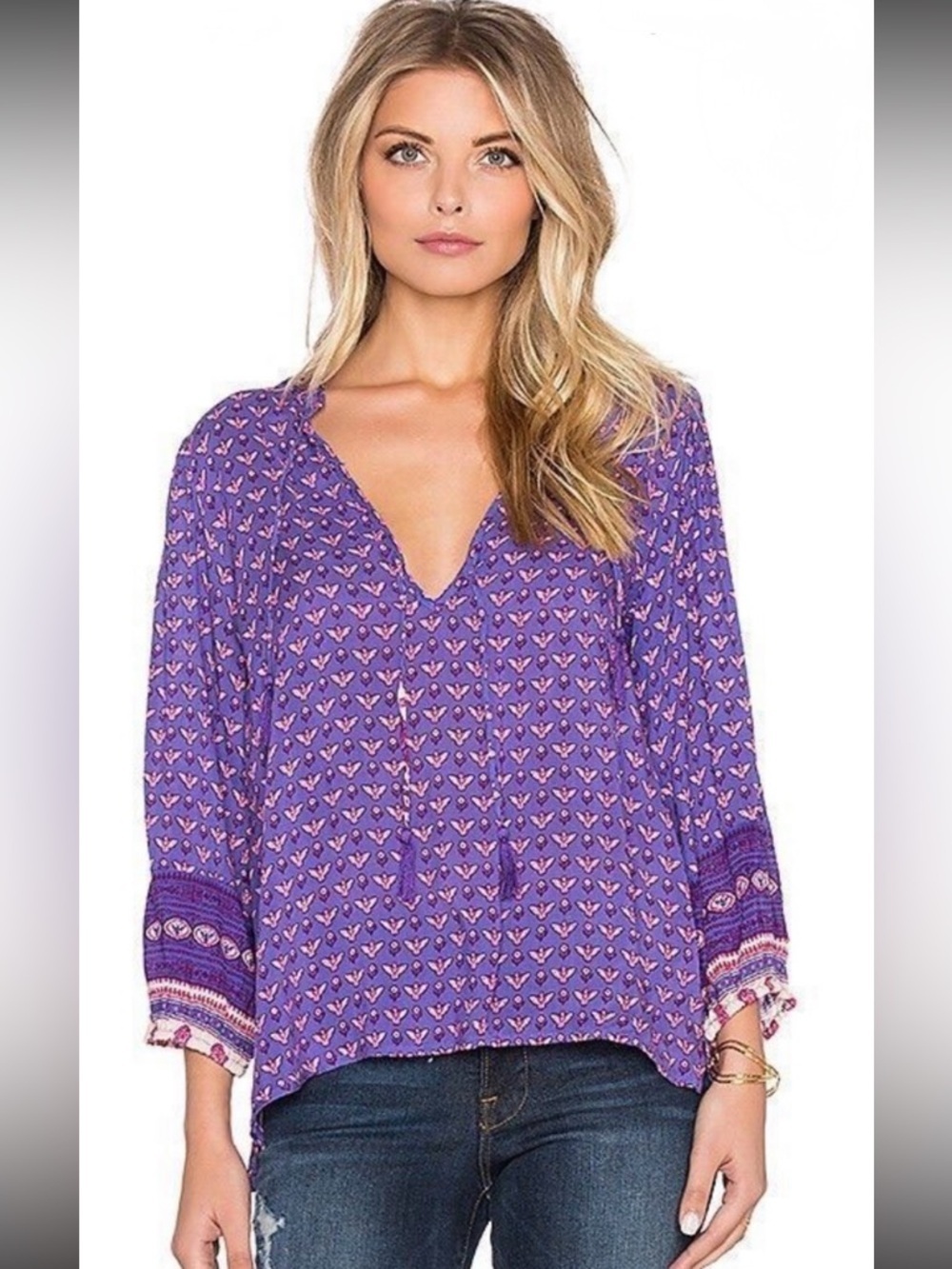 Revolve X Spell | Sunset Road Blouse In Royal | Size Small
